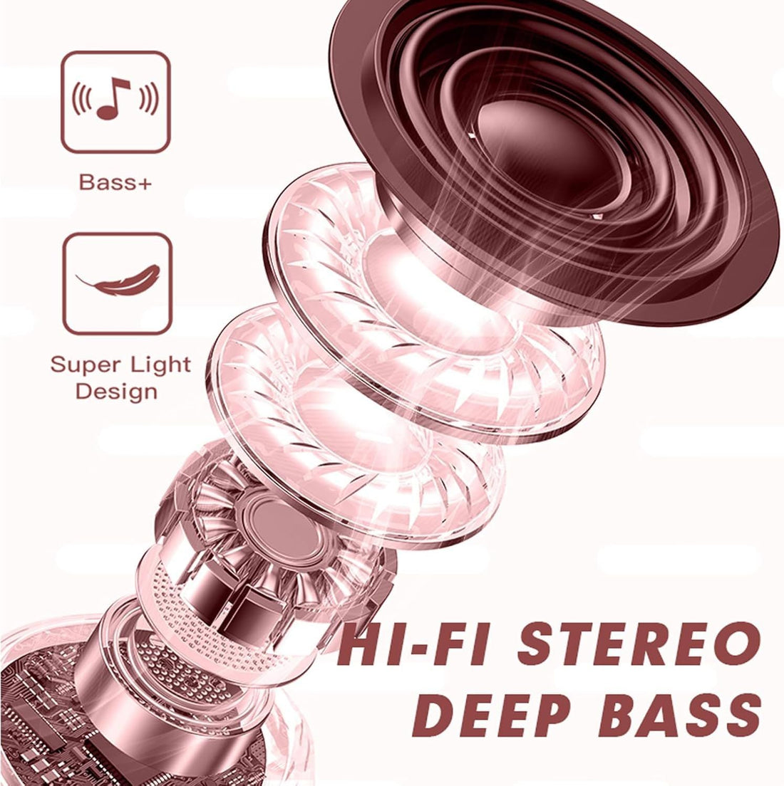 Pink Heart Wireless Earphones – Stylish Bluetooth Earbuds with Clear Sound & All-Day Comfort